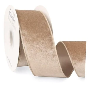 Samt Drahtband 2,5 Zoll Samt mit Satin Weihnachten 2-1/2 Zoll Camel - Bild 1 von 5