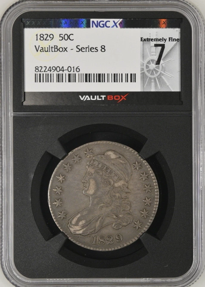 1829 Capped Bust 50¢ NGC XF 40 VaultBox BOX32-43 - Image 1 of 2