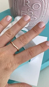 Tiffany & Co. Elsa Peretti Band in Rose Gold 18K Diamonds size 7.5 NEW $1,800 - Picture 1 of 23
