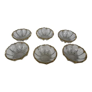 Early American Pressed Glass Lot 6 Gold Trimmed Sawtooth 5" Berry Dessert Bowls - Picture 1 of 20