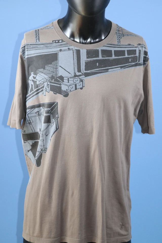 复古路易威登行李箱货物 LV Monogram 圆领棉质 T 恤 XL 码 — 第 1/4 张图片