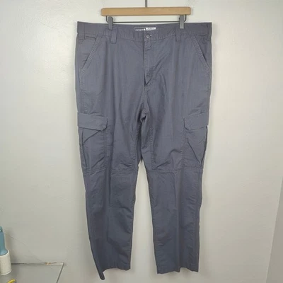 Брюки рабочие Carhartt свободного покроя мужские 42x32 темно-синие рипстоп прямые штанины - Изображение 1 из 4