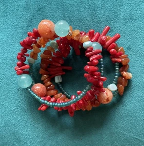 Artisan Made Bracelet, Memory Wire Wrap, Various stone beads and colors, New - Picture 1 of 2