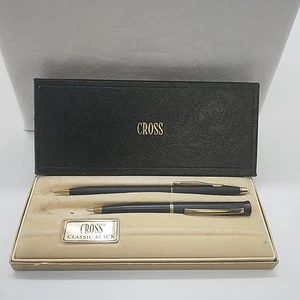 Vintage Cross Classic Black Ball Point Pen and Pencil Set + Original Box - Picture 1 of 17