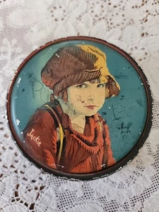 Antike Henry Clive junges Mädchen Lithographie Deckeldose Canco Box 4" B x 1,5" - Bild 1 von 12