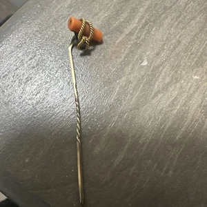 Antique Victorian Coral Snake Stick Pin Brooch 1890s - Picture 1 of 7