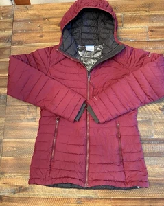 Columbia Women’s Sz Sm Maroon Quilted Omni Heat Jacket Full Zip Hooded - Picture 1 of 14