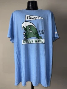 Men’s Homefield Tulane Green Wave Blue “Fear The Green Wave” Poly/Cotton Tee 3XL - Picture 1 of 5