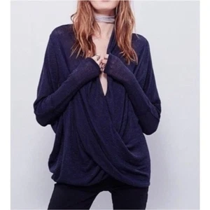 We The Free Shelia Hacci Wickelpullover Damen Extra Small blau Strick drapiert Stretch - Bild 1 von 13