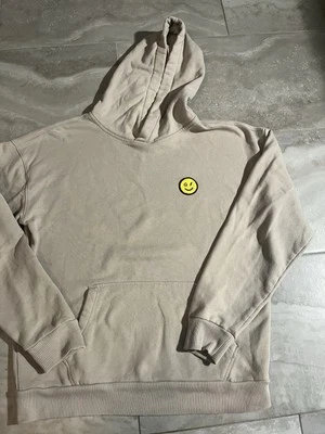 Sudadera con Capucha Gilly Hicks Talla Mediana Pequeña Cara Smiley Invierno Pullover Tostado Foto 1 de 4