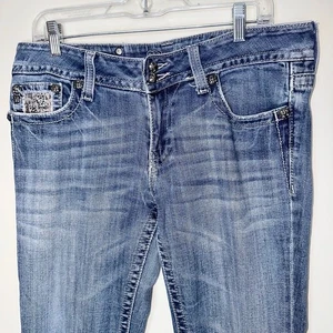Miss Me Double Button Damen Größe 32 Bootcut helle Waschung JP5002-12X Denim Jeans - Bild 1 von 10