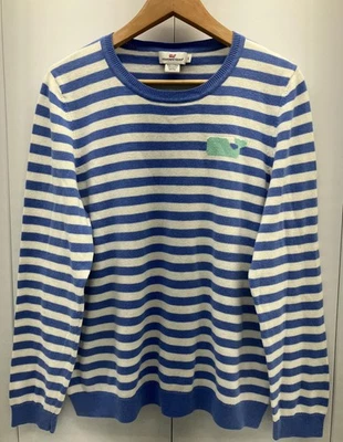 Suéter para mujer Vineyard Vines XL azul blanco a rayas ballena algodón nailon seda tejido Foto 1 de 4