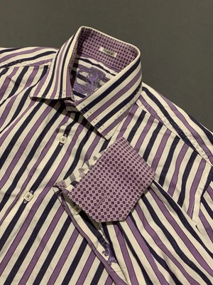 Camisa Bugatchi en forma de puño abatible para hombre L púrpura botones cuadrados costura superior Foto 1 de 4