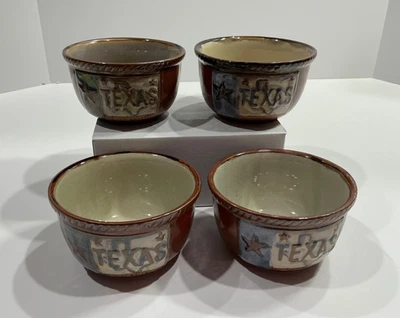 Texas BOWL Laredo Home Studio 6” Lone Star State Western Stoneware Juego de 4 BONITO Foto 1 de 4