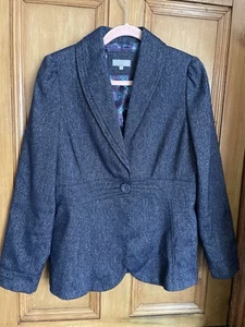Per Una Size 14 Smart Denim look Blazer - Tailored with Floral Lining - Picture 1 of 13
