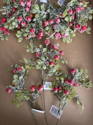 10x33cm Steli di Bacche Rosse Smerigliate Artificiali Bacche Finte Decorazione Natale Autunno