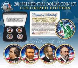2011 EE. UU. como nuevo color presidencial $1 dólar juego de 4 monedas certificado con caja - Imagen 1 de 1