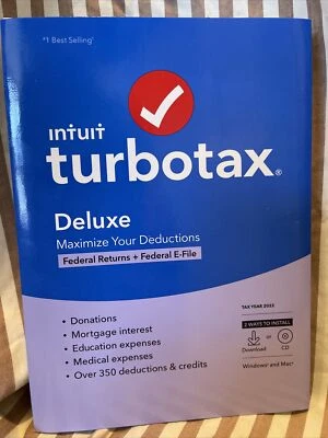 🔥 NEW Turbotax Deluxe 2022 Federal Return E-File NO STATE PC/Mac CD/Download 🔥 - Image 1 of 4