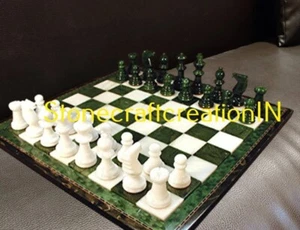 Malachite Chess Set With Marble Inlay Chess Pieces, Chess Game Set, Marble Inlay - Picture 1 of 9
