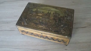 Grande boite en marqueterie de paille / XIXe ou XXe - Foto 1 di 12