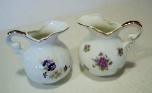 Lefton China Hand Painted Small Floral Pitchers - Picture 1 of 9
