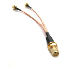 SMA Female to 2X SMA male RF coaxial cable Y type splitter pigtail RG316 15cm