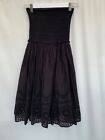 Strapless Dress Topshop Size 8 Black Shearing Top Full Skirt Cotton Womens