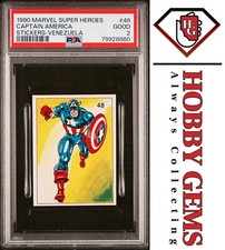 CAPTAIN AMERICA PSA 2 1980 Marvel Super Heroes Sticker Venezuela #48