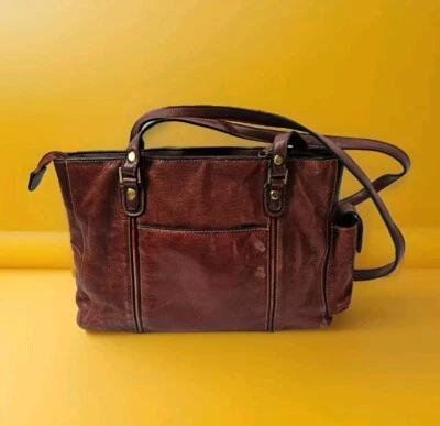 Bolso/Cartera de Hombro Marc Chantal Cuero Genuino Doble Asa Marrón Foto 1 de 4