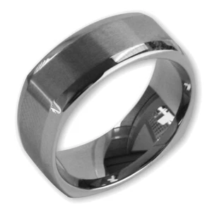 Anillo de banda cuadrado cuadrado de 9 mm de acero inoxidable acabado mate para hombre - Imagen 1 de 1