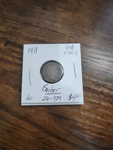 1911 Barber Dime, AG, .900 Silver - Picture 1 of 2