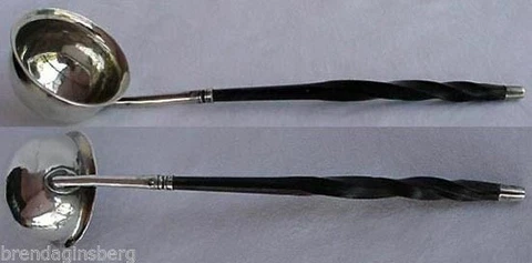 Antique Wine Toddy Ladle Serving Spoon Georgian English Sterling Silver 18C(940) Cover