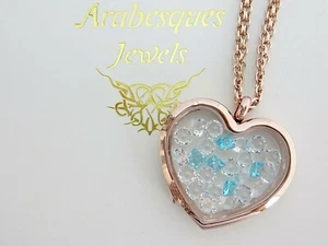 ARABESQUES CHARMS March Birthstone Aquamarine memory/floating pendant/locket - Picture 1 of 4
