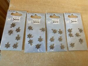 24 Pcs Silver colour Snowflake Charm 19mm Pendant Xmas Snow Festive crafts jewel