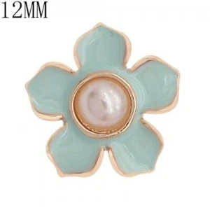 Snap Jewelry Mini 12mm Pearl Lt. Green Purple Enamel fits Petite Ginger Charms - Picture 1 of 2