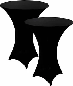 2 BLACK 30" x 42" Highboy Cocktail Round Stretch Spandex Fitted Table Covers - Picture 1 of 2