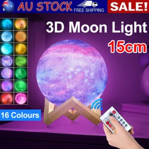 Lunar Moon 10-20cm LED Night Light 3D Dimmable Lamp Moonlight Touch Pat Remote - Picture 1 of 10