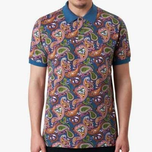 Nuevo con etiquetas Polo Pretty Green Para Hombre Cachemira Estampado Vintage Talla XS Precio de venta sugerido por el fabricante £50 - Imagen 1 de 3