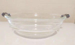 Vintage Glasbake Clear Glass Art Deco Oven Ware Casserole Dish Bowl /Handles #55 - Picture 1 of 8