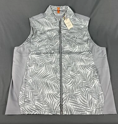 Peter Millar Golf Vest Crown Sport Elite Palms Print Full Zip XL Gray MSRP $200 - Image 1 of 4