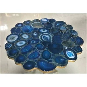 24" Blue Agate Table Top semi precious stones Work  - Picture 1 of 1