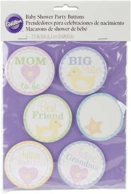 Baby Shower Party Buttons 6ct - Изображение 1 из 2