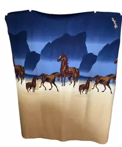 Coperta leggera paesaggio cavalli Wrangler ricamata angolo tg 49x61 - Foto 1 di 8