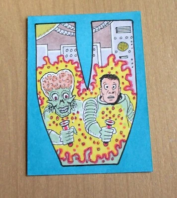2020 Topps Mars Attacks Sidekick Martian Initials sketch card Russ Maheras 1/1 - Image 1 of 2