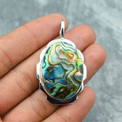 Fantastische Abalone-Muschel Edelstein 925 Sterling Silber Handgemacht - Bild 1 von 4