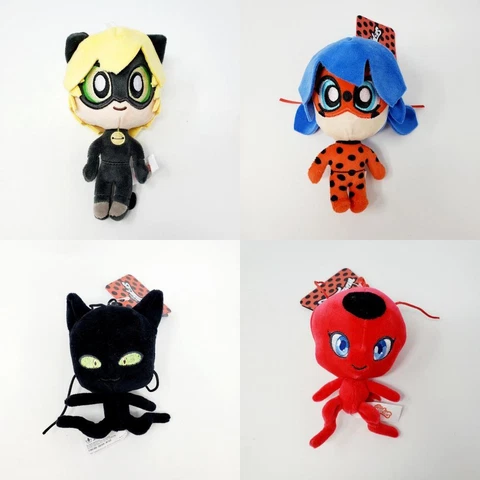 Zag Miraculous Tales of Ladybug + Cat Noir Mini Plush Clip Ons Complete Set of 4 Cover