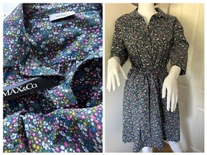 Max Mara Max&Co Cotton Floral Shirtdress with Belt, Sz 12 UK, RRP: £280, NWT - Picture 1 of 9