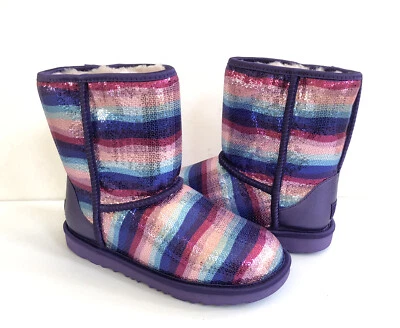 UGG BIG KIDS /YOUTH CLASSIC II SEQUINS VIOLET RAINBOW BOOT US 5 / EU 37 / UK 4 - Image 1 of 4