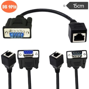 DB9 RS232 to RJ45 9Pin Port CAT5 CAT6 Ethernet LAN Extend Adapter Cable Cord - Picture 1 of 5