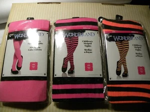 Striped, Black Orange, Purple Pink Tights Stockings Size small 4-6 NYLON NEW - Picture 1 of 2